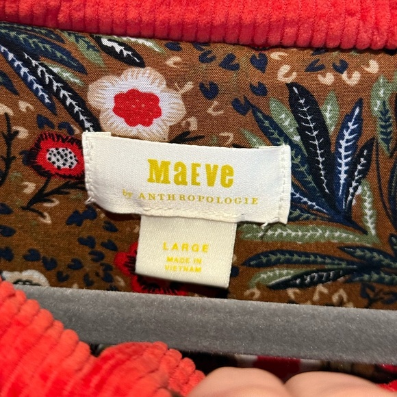 Anthropologie Women’s Coral Maeve Jackson Corduroy Puffer Jacket Coat Size Large - Picture 6 of 10